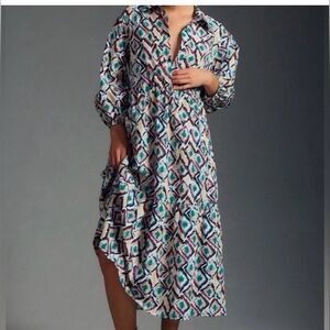 Anthropologie Maeve Bettina Tiered Shirt Dress